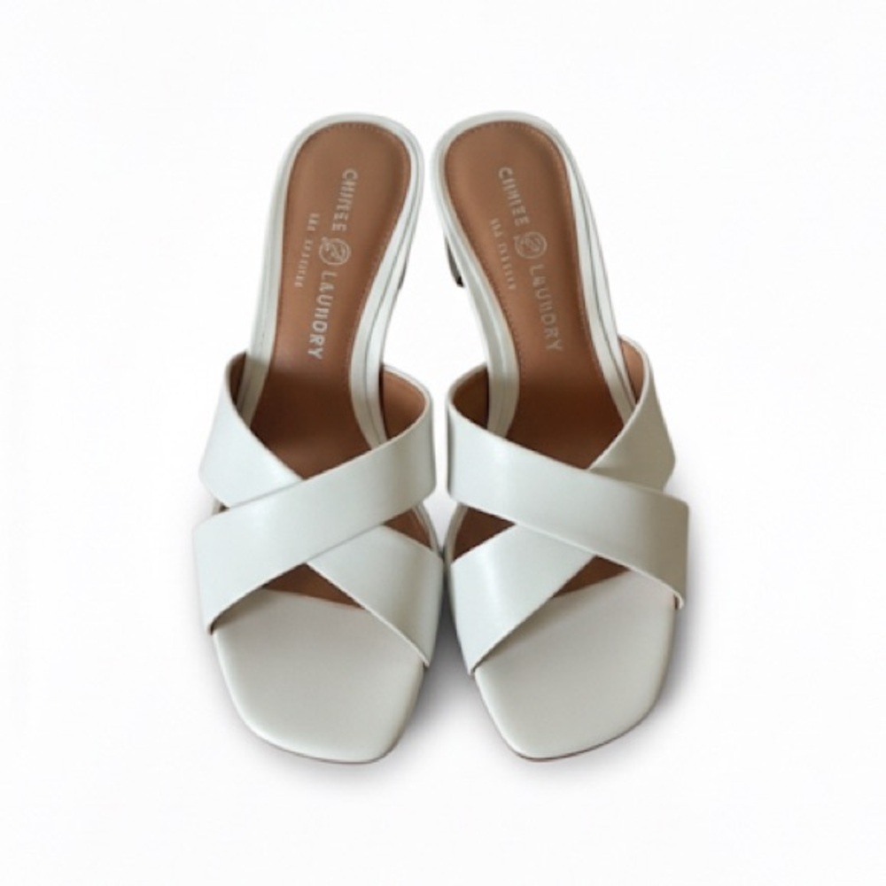 Chinese Laundry Elegant White Cross-Strap Heels